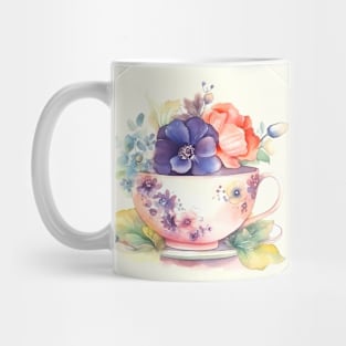 Whimsical Teacup with Flowers Mug